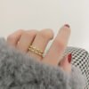 Double Layer Temperament 14k Gold Plated Ring Chain Ring Rings 17