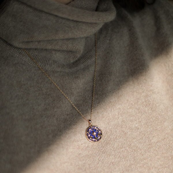 18K Gold Plated Silver Lapis Star Moon Necklace Necklaces 5