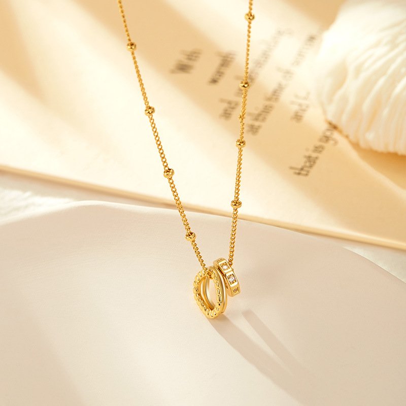 Gold Three-ring Necklace For Your Girlfriend’s Birthday Necklaces 4 Gold Three-ring Necklace For Your Girlfriend’s Birthday Necklaces 4