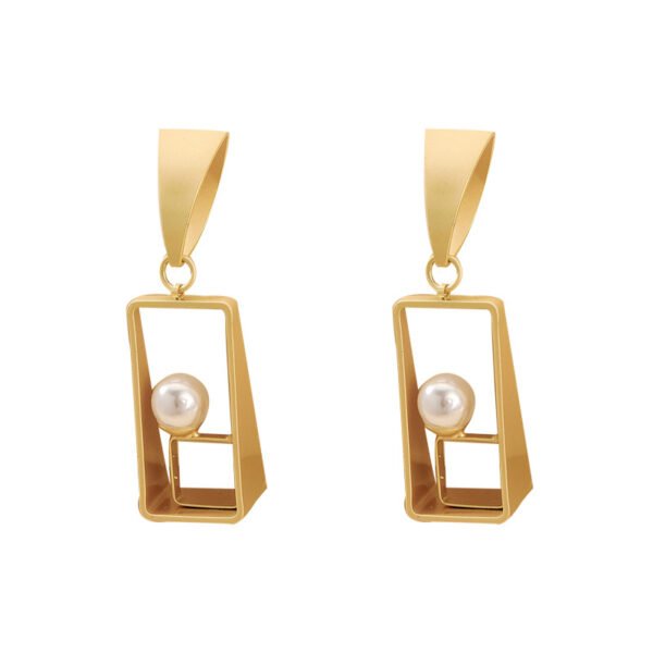 925 Silver Needle Fashion Geometric Pearl Metal Wind Earrings Earrings 6