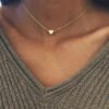 Simple Fashion Gold Color Double-sided Love Pendant Necklaces Clavicle Chains Necklace Women Jewelry Valentines Day Gift Necklaces 14