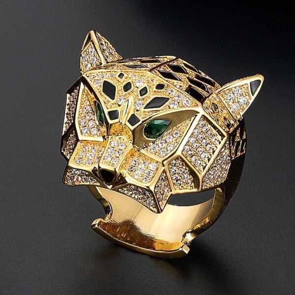 Gold And Rhodium Plating Leopard Man Rings 6