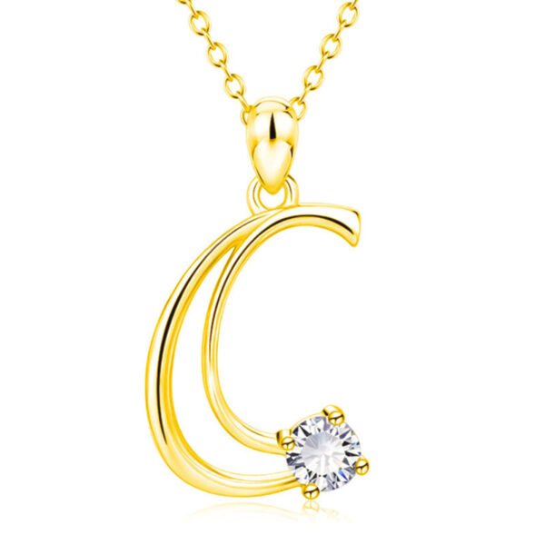 Fashion Gold Initial Letter Rhinestone Necklace Necklaces 5