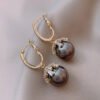 Feminine Celebrity High-end Zircon Pearl Ear Buckle Earrings 13