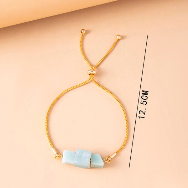 Vintage Blue Square Natural Stone Charm Bracelet Gold Snake Chain Adjustable Bracelets For Women Bracelets 3