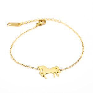 Fashion Gold Stainless Steel Unicorn Horse Charm Bracelet Dainty Silver Chain Bracelets For Women Girls Jewelry Gift Necklaces