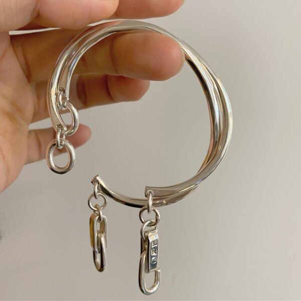 Vintage Distressed Lock Knot Hook Chain Clause Thick Bracelet Bracelets 8