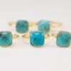 Simple Square Turquoise 18k Gold Plated Ring Rings 10