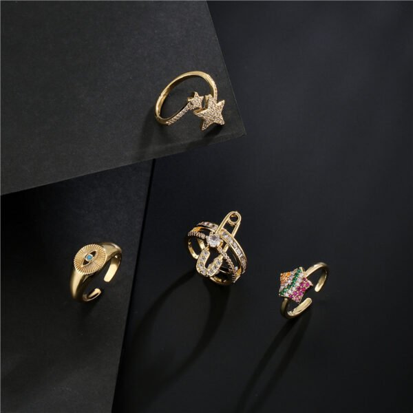 18K Gold Plated Copper Eye Shaped Ring Rings 8