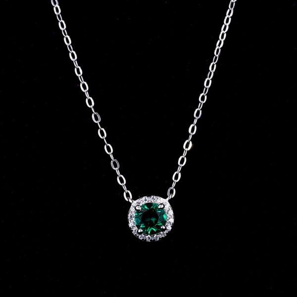 925 Silver Plated 18k White Gold Cultivated Emerald Pendant Necklaces 7