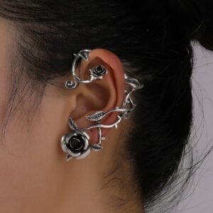 Flower-shaped Ear Buckle Alloy Texture Hollow Rubber Lacquer Rose Earrings Earrings