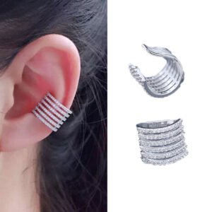 Micro-inlaid Zircon Earrings Female Temperament Multi-layered Geometric Ear Bones Earrings