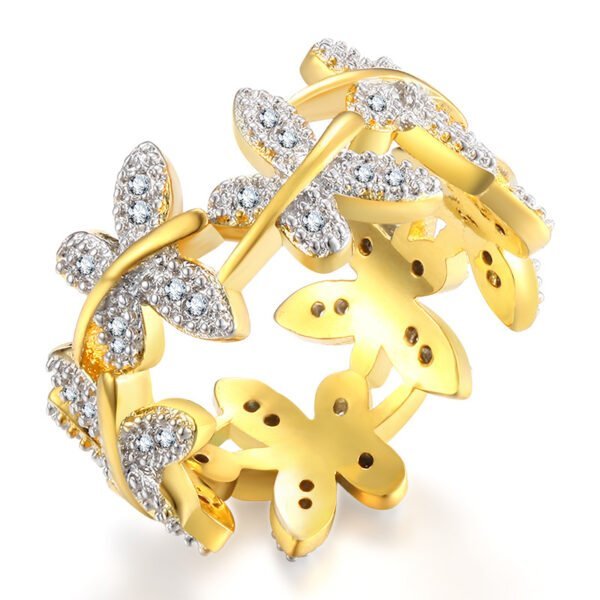 Butterfly Points Female Flower Plated Real Gold Ring OurSpecialSelection 4