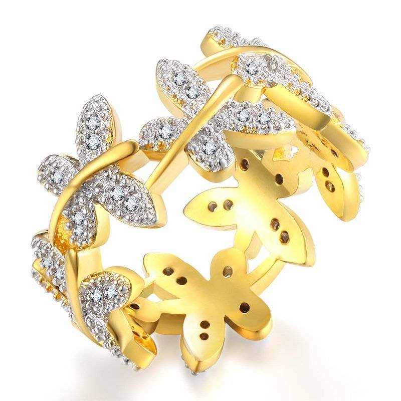 Butterfly Points Female Flower Plated Real Gold Ring OurSpecialSelection 2