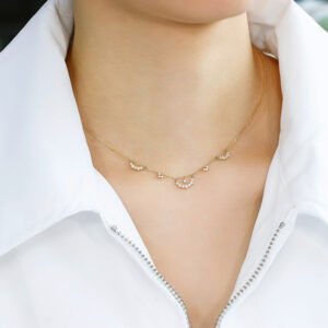 S925 Silver Plated 14k Gold Zircon Hollow Necklace Necklaces