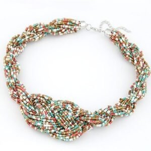 Concise Shaped Braided Rice Beads Temperament Clavicle Chain Necklaces