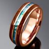 Rose Gold Inlaid Acacia Wood Opal Dome Tungsten Steel Ring Rings 10 Rose Gold Inlaid Acacia Wood Opal Dome Tungsten Steel Ring Rings 10