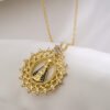 Copper Plated Gold Micro Inlaid Zircon Hollow Geometry Pendant Necklace Necklaces 19