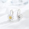 Daisy Leverback Hoop Earrings in White Gold Plated Sterling Silver Earrings 12 Daisy Leverback Hoop Earrings in White Gold Plated Sterling Silver Earrings 12
