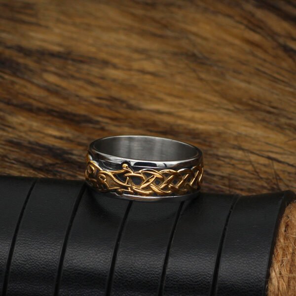 New Viking Style Stainless Steel Gold Dragon-shape Crow Ring Ring Rings 8