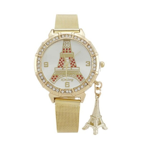 Simple Ladies Fashion Diamond-encrusted Steel Band Casual Gold Watch watches 4