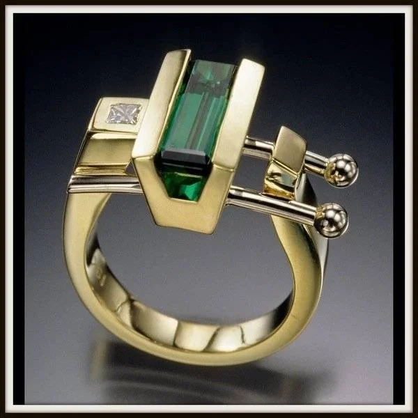 18K Gold Plated Ring With Green Gemstones OurSpecialSelection 3