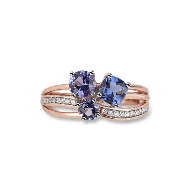 Sterling Silver Tan Sang Rose Gold Color Separation Plating Ring Rings 12