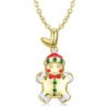 S925 Sterling Silver Electroplated 14k Gold Drip Gum Gingerbread Man Necklace Christmas Jewelry Christmas 8