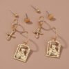 Hot selling hip-hop street accessories in Europe and America, diamond cross portrait tag earrings set earrings Earrings 8