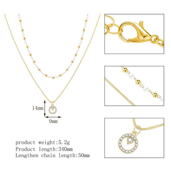 Ins Cold Wind Double Pearl Ring Pendant Necklace Necklaces 5