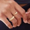 Trendy Gold Plated Fettuccine Croissant Ring Rings 14