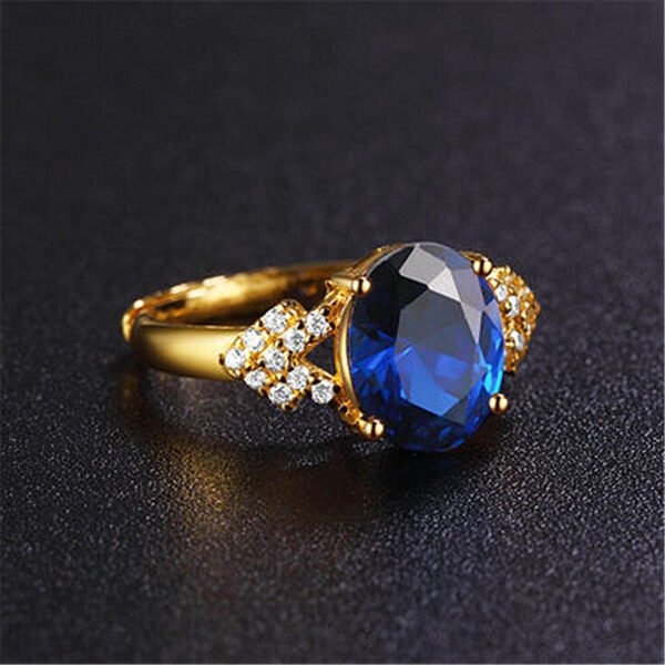 Gold-plated Sapphire Ring With Adjustable Opening And Tanzanite Diamonds Rings 5