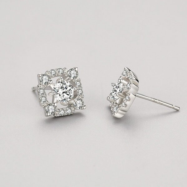 S925 Sterling Silver Geometric Diamond Stud Earrings Earrings 5