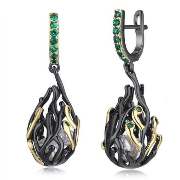 Women’s Personalized Black Gold-plated Party Earrings With Green Zircon Earrings 5