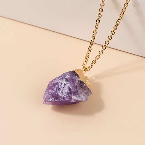 Ladies Gold Plated Necklace Simple Amethyst Pendant Necklaces 7