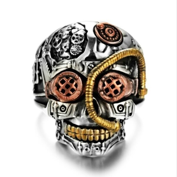Hot Style Accessories, Hip Hop Industrial Steam Men’s Ring Carved Three-color Rings 7