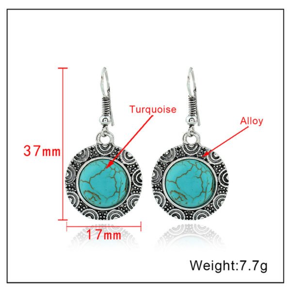 Fashion Retro European And American Round Turquoise Earrings Earrings 5