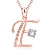 Rose Gold Rhinestone Letter Necklace For Women Girls Necklaces 17