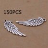 Antique Silver Double-sided Wings Small Pendant Jewelry Accessories Necklaces 8