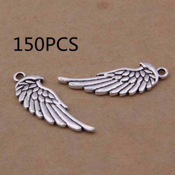 Antique Silver Double-sided Wings Small Pendant Jewelry Accessories Necklaces 4