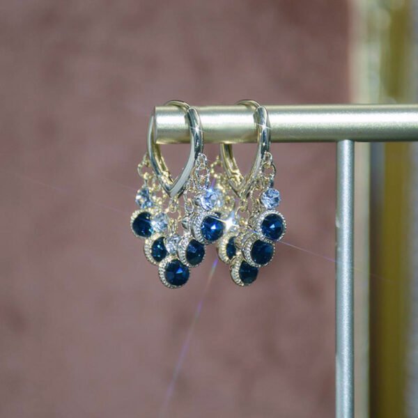 925 Silver Pin Earrings Blue Tassel Ear Clip Earrings 3