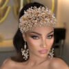 Gold Luxurious Exaggerated Creative Bridal Hair Accessories Earrings 10