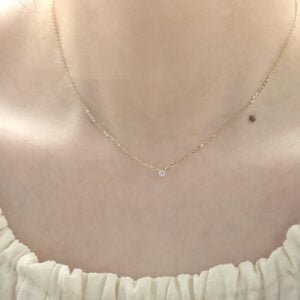 Women’s Pure 14k Yellow Gold Single Diamond  Necklace Necklaces