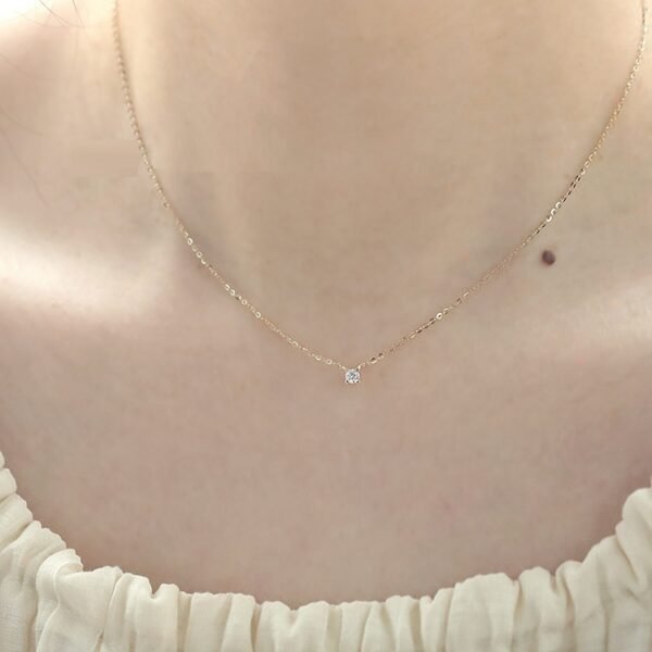 Women’s Pure 14k Yellow Gold Single Diamond  Necklace Necklaces 3