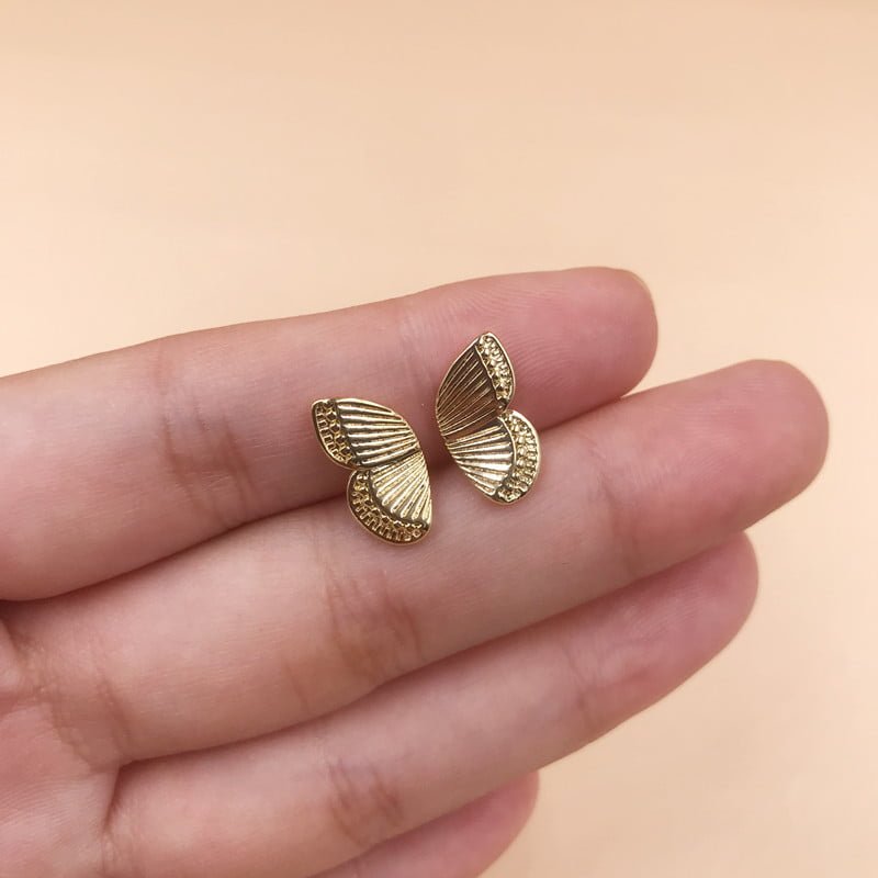 Butterfly Wing Earrings Copper Plating Real Gold Earrings 2