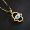 Gold Dripping Zircon Fatima Hand Minority Demon Eye Clavicle Chain Female Necklaces 15