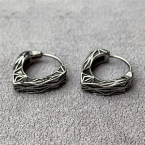 Vintage Beige W Pattern Titanium Earrings Earrings