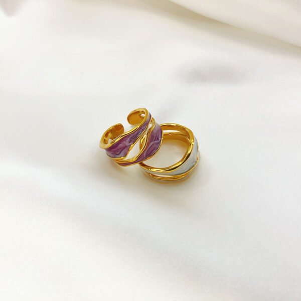 Ring Jurchen Gold Plating Ladies Fashion Temperament Enamel Rings 6
