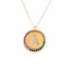 2023 New A-Z Letters Colorful Crystal Necklace Gold Round Stainless Steel Pendant Necklace Necklaces 17