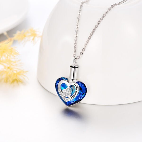 Crystal from Austria Heart Urn Cremation Keepsake Necklace in White Gold Plated Sterling Silver Necklaces 9